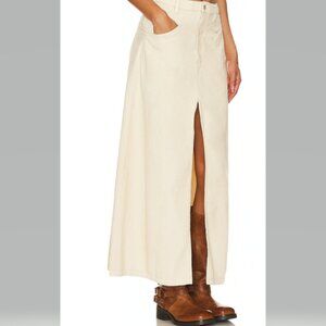 Free People Come as You Are Corduroy Maxi Skirt Beige Size 4 NWT